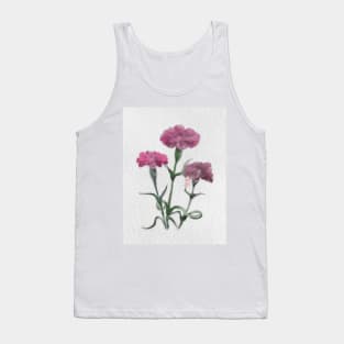 watercolor and sumiE ink pink carnations Tank Top